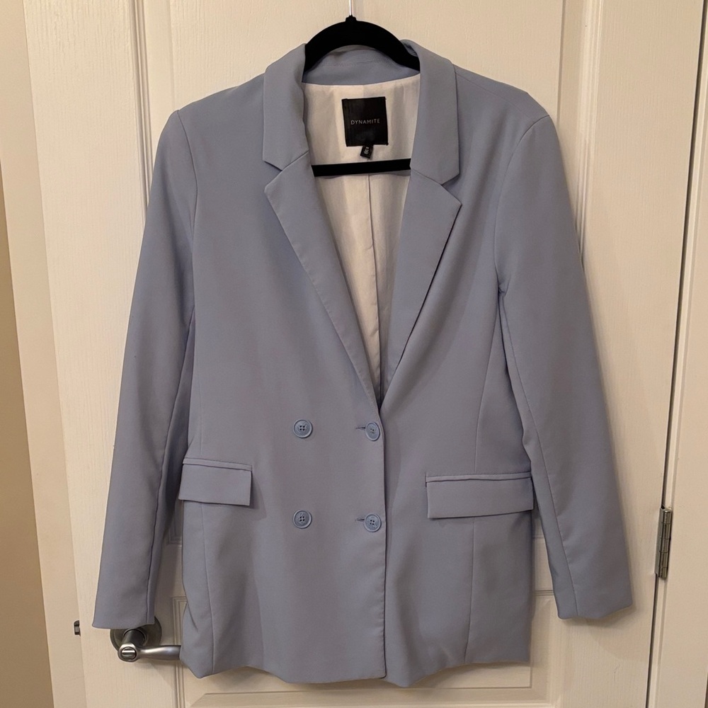 Dynamite Light Blue Double-Breasted Blazer